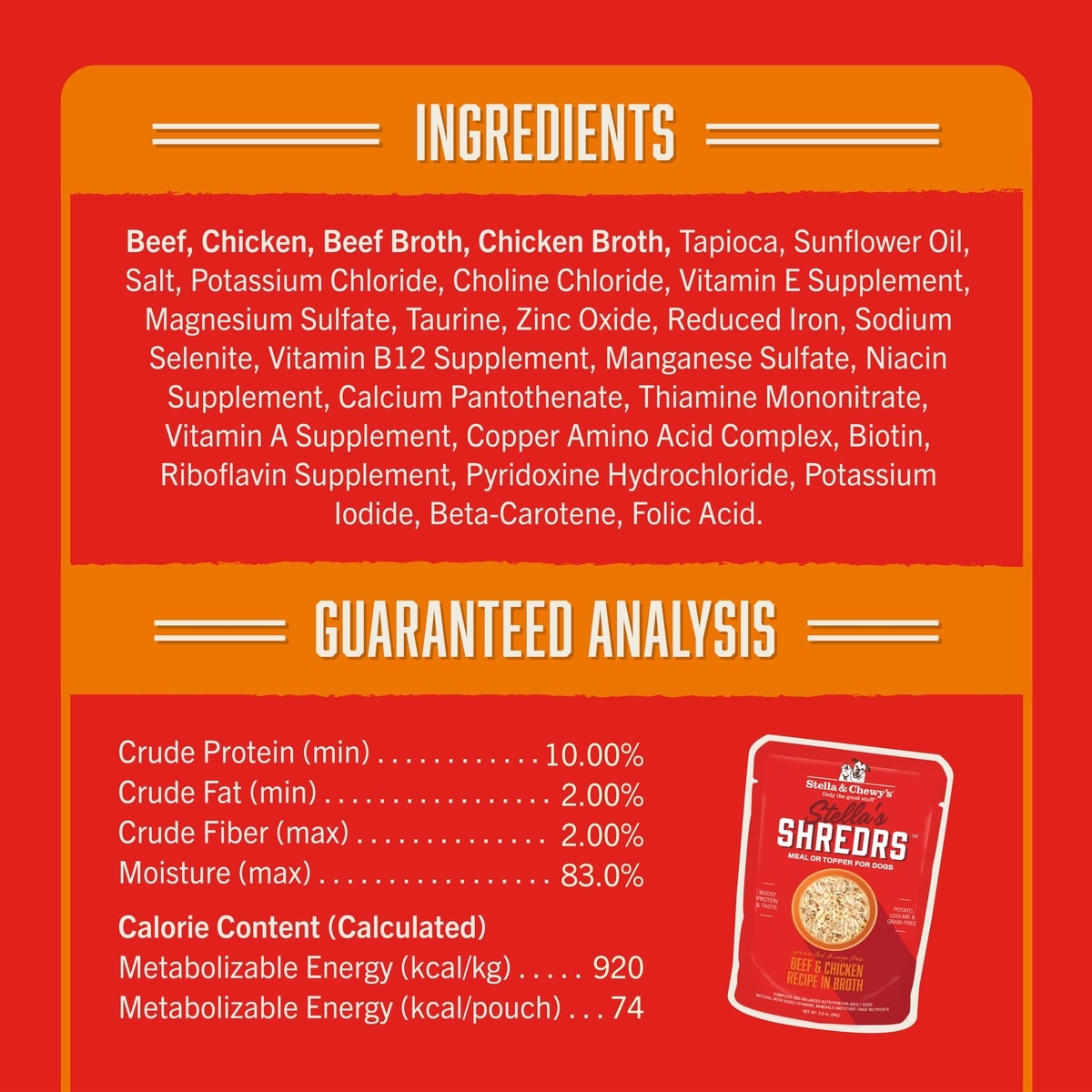 Stella & Chewy's Stella’s Shredrs Grass Fed & Cage Free Beef & Chicken Recipe in Broth
