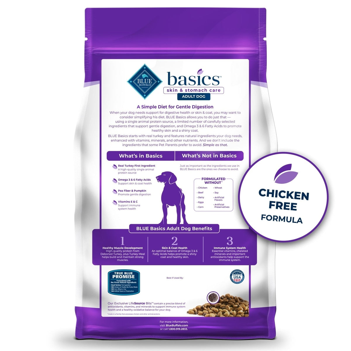 Blue Buffalo Basics Skin & Stomach Care Adult Grain-Free Turkey & Potato Recipe Dry Dog Food