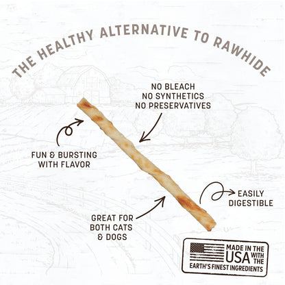 Earth Animal No-Hide Stix Beef Recipe Rawhide Alternative Chew Dog & Cat Treat Sticks