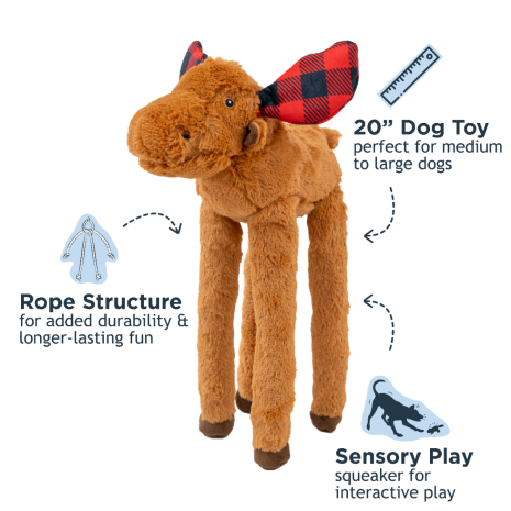 Tall Tails Moose Rope Body Dog Toy