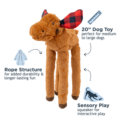 Tall Tails Moose Rope Body Dog Toy