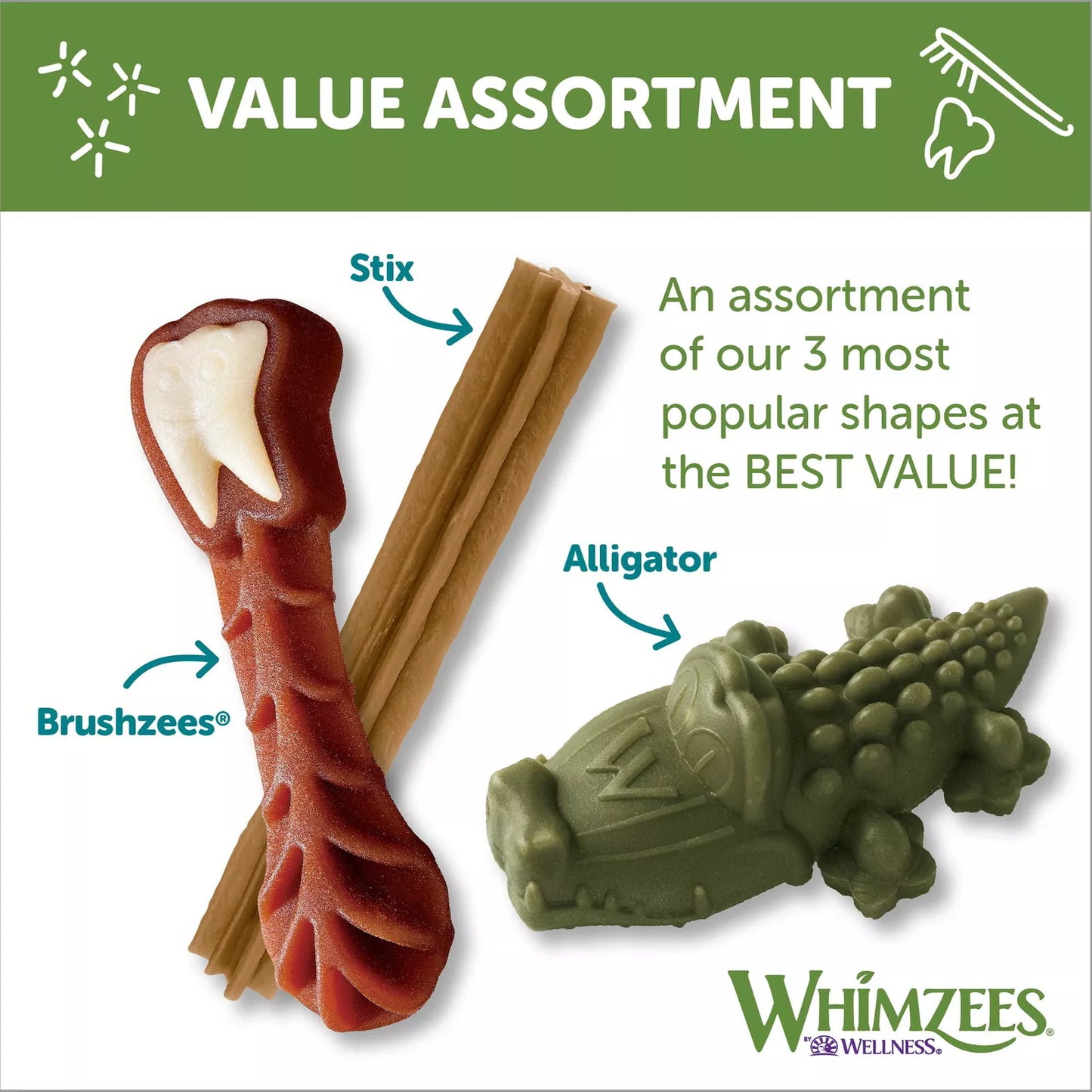 WHIMZEES Dog Variety Pail Natural Grain-Free Dental Dog Treats, Large