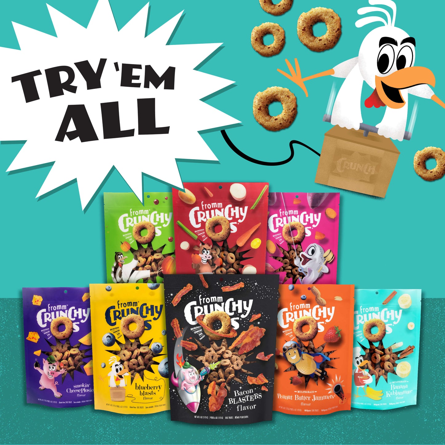 Crunchy Os Slammon' Smoked Salmon Flavor Dog Treats